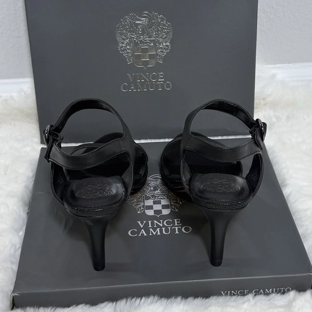 Vince Camuto Lynona Heels Black Open-Toe Heeled Sandals, Size 9.5 - Picture 4 of 10